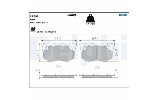 Brake Pad Set, disc brake LP699 Delphi, Image 5