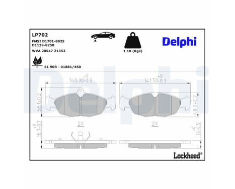 Brake Pad Set, disc brake LP702 Delphi