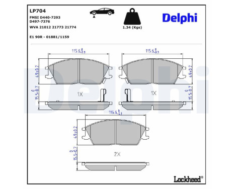 Brake Pad Set, disc brake LP704 Delphi, Image 3