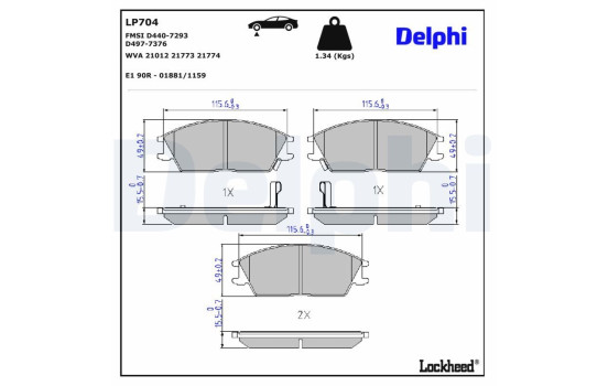 Brake Pad Set, disc brake LP704 Delphi, Image 3