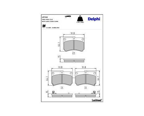 Brake Pad Set, disc brake LP743 Delphi