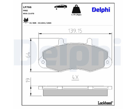 Brake Pad Set, disc brake LP766 Delphi
