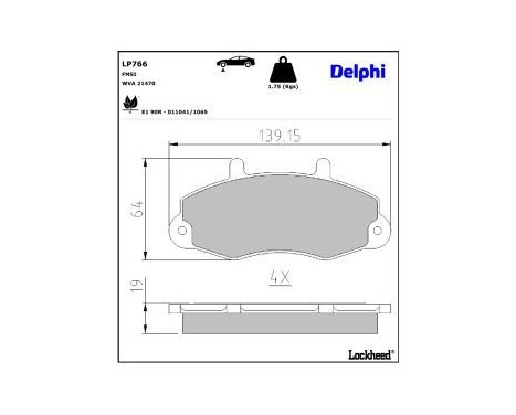 Brake Pad Set, disc brake LP766 Delphi