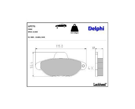 Brake Pad Set, disc brake LP771 Delphi