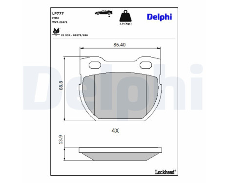 Brake Pad Set, disc brake LP777 Delphi