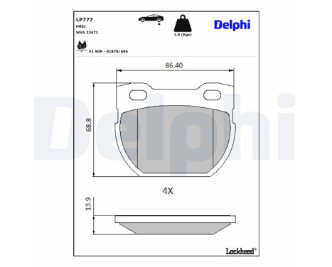 Brake Pad Set, disc brake LP777 Delphi, Image 3
