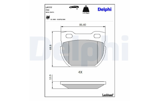 Brake Pad Set, disc brake LP777 Delphi, Image 3