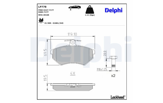 Brake Pad Set, disc brake LP778 Delphi