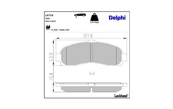 Brake Pad Set, disc brake LP779 Delphi