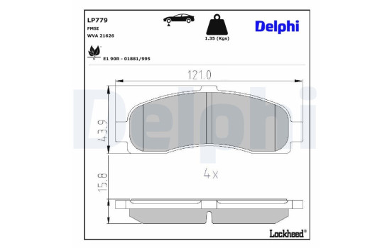 Brake Pad Set, disc brake LP779 Delphi