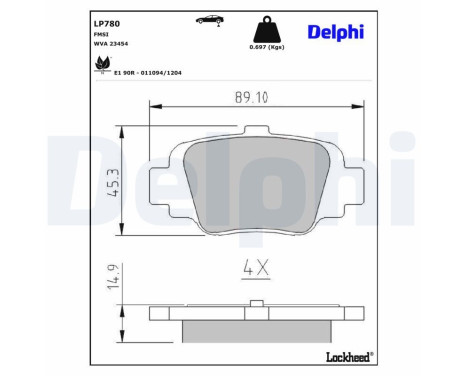 Brake Pad Set, disc brake LP780 Delphi