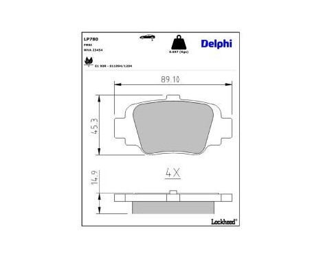 Brake Pad Set, disc brake LP780 Delphi