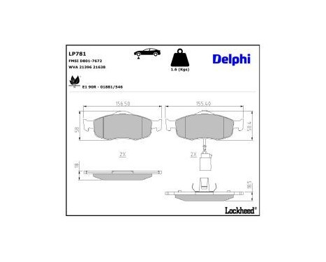 Brake Pad Set, disc brake LP781 Delphi
