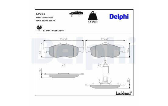 Brake Pad Set, disc brake LP781 Delphi