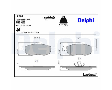 Brake Pad Set, disc brake LP782 Delphi