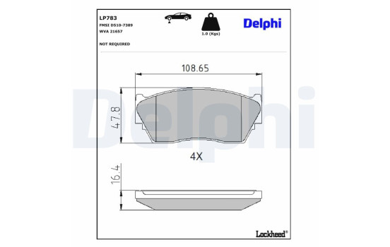 Brake Pad Set, disc brake LP783 Delphi