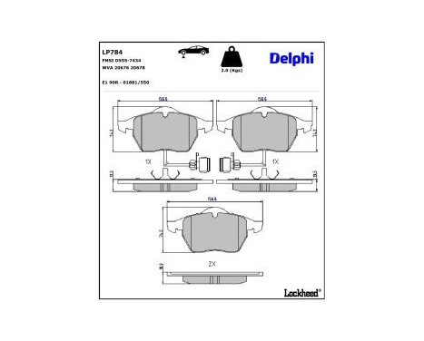 Brake Pad Set, disc brake LP784 Delphi