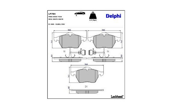 Brake Pad Set, disc brake LP784 Delphi