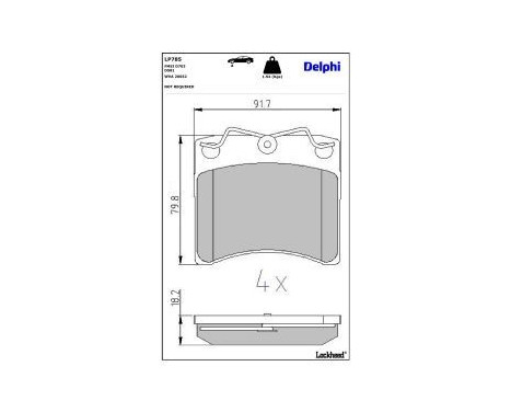Brake Pad Set, disc brake LP785 Delphi