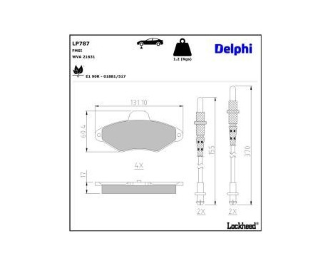 Brake Pad Set, disc brake LP787 Delphi