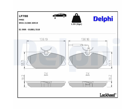 Brake Pad Set, disc brake LP788 Delphi