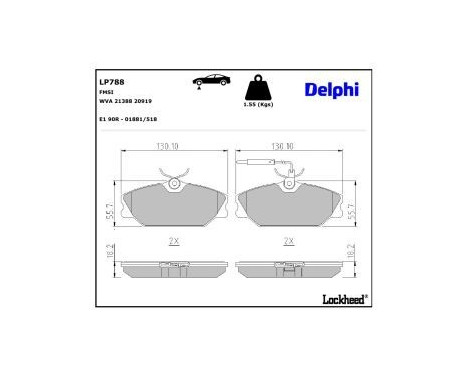 Brake Pad Set, disc brake LP788 Delphi