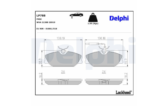 Brake Pad Set, disc brake LP788 Delphi