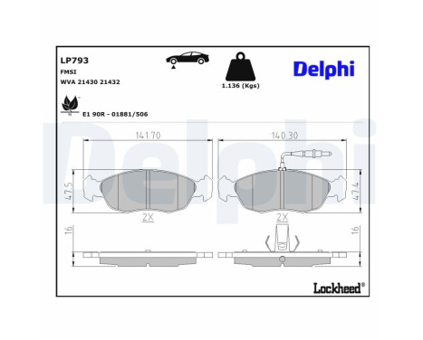 Brake Pad Set, disc brake LP793 Delphi