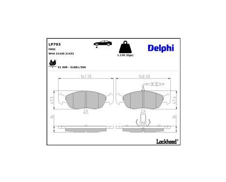 Brake Pad Set, disc brake LP793 Delphi