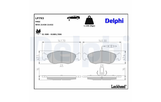 Brake Pad Set, disc brake LP793 Delphi