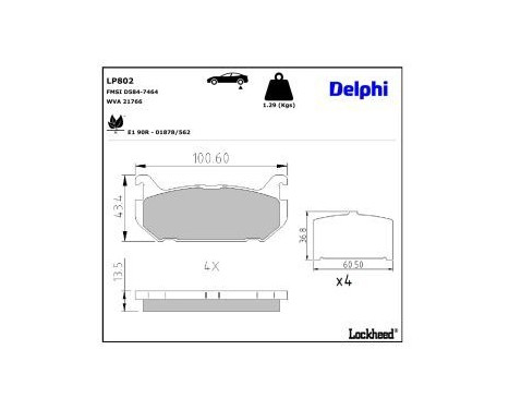 Brake Pad Set, disc brake LP802 Delphi