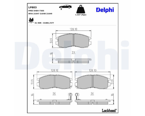 Brake Pad Set, disc brake LP803 Delphi