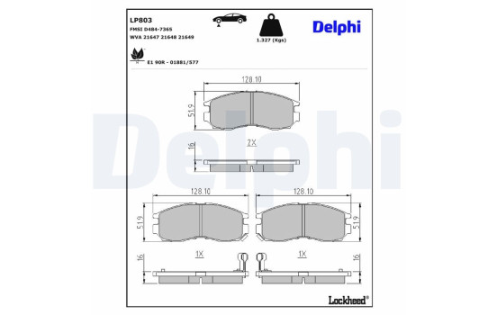Brake Pad Set, disc brake LP803 Delphi