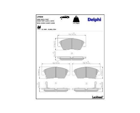 Brake Pad Set, disc brake LP809 Delphi