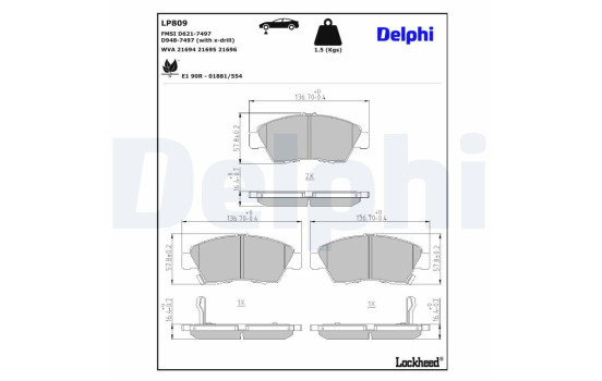 Brake Pad Set, disc brake LP809 Delphi