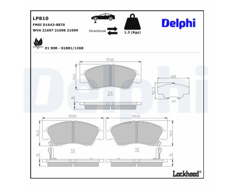 Brake Pad Set, disc brake LP810 Delphi