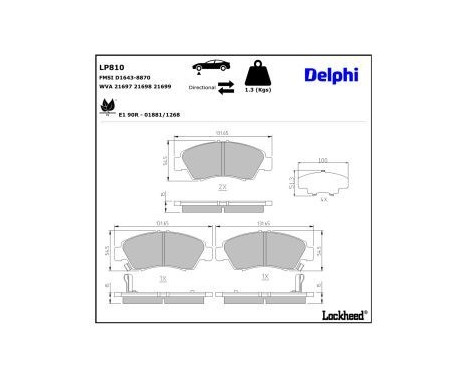 Brake Pad Set, disc brake LP810 Delphi, Image 3