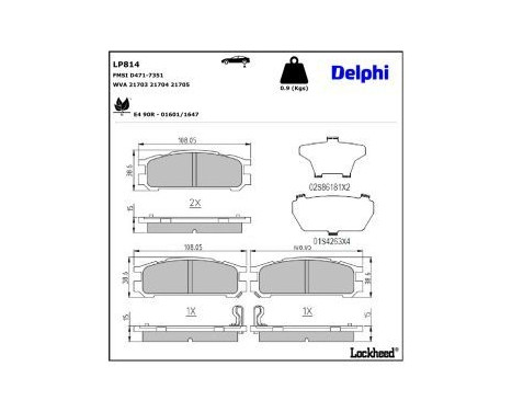 Brake Pad Set, disc brake LP814 Delphi