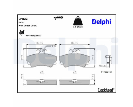 Brake Pad Set, disc brake LP822 Delphi