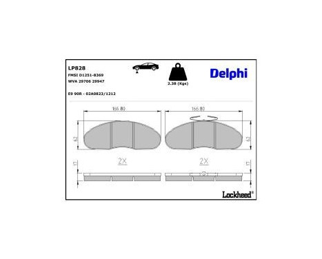 Brake Pad Set, disc brake LP828 Delphi