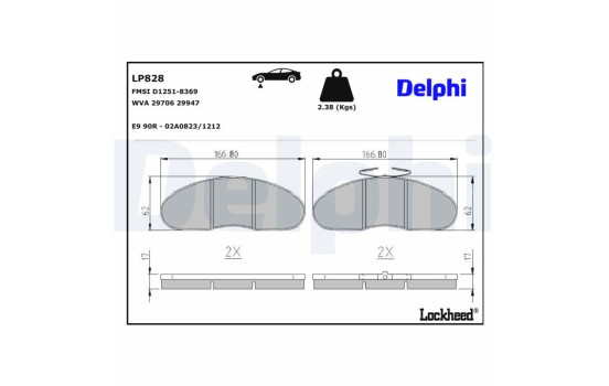 Brake Pad Set, disc brake LP828 Delphi