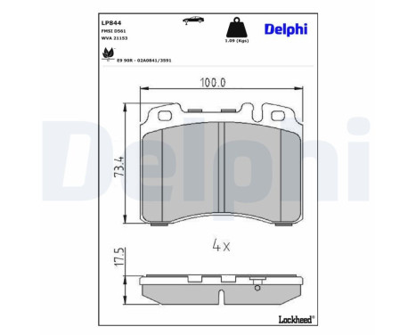 Brake Pad Set, disc brake LP844 Delphi