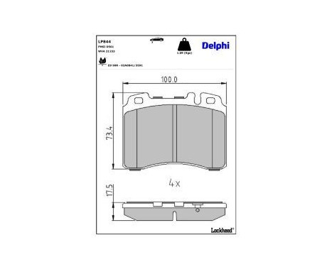 Brake Pad Set, disc brake LP844 Delphi