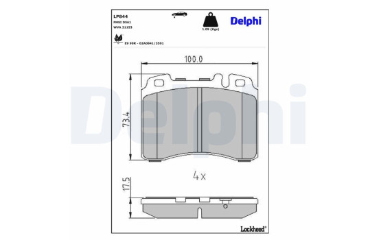 Brake Pad Set, disc brake LP844 Delphi