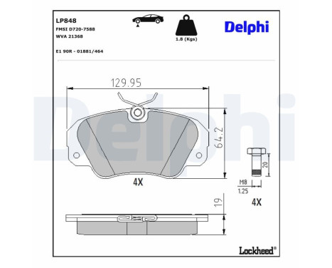 Brake Pad Set, disc brake LP848 Delphi