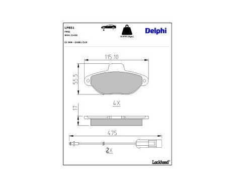 Brake Pad Set, disc brake LP851 Delphi, Image 4