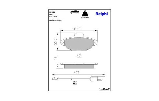 Brake Pad Set, disc brake LP851 Delphi, Image 4