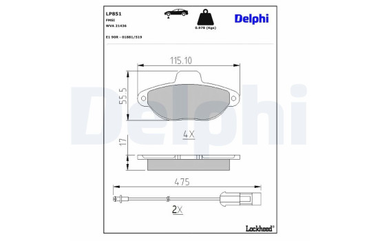 Brake Pad Set, disc brake LP851 Delphi, Image 4