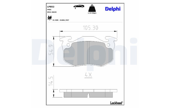 Brake Pad Set, disc brake LP852 Delphi