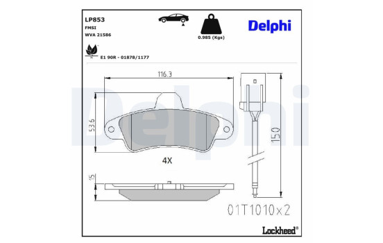 Brake Pad Set, disc brake LP853 Delphi